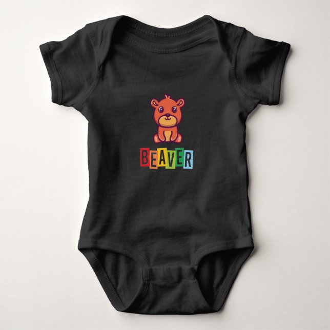 Beaver Blk Baby Body T Shirt (Framsida)