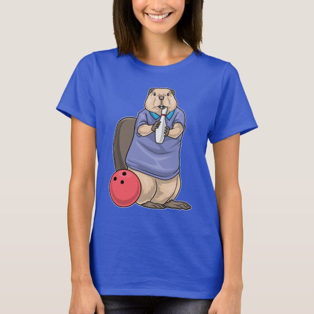 Beaver Bowling Bowling ball T Shirt (Framsida)