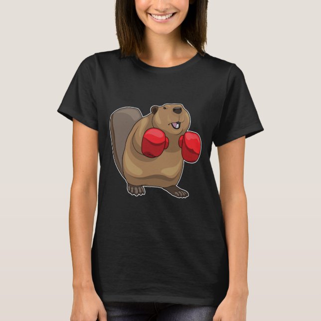 Beaver Boxer Boxing handskar T Shirt (Framsida)