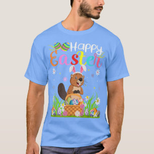 Beaver Bunny Egg Hunting Funny Beaver Glad påsk T Shirt