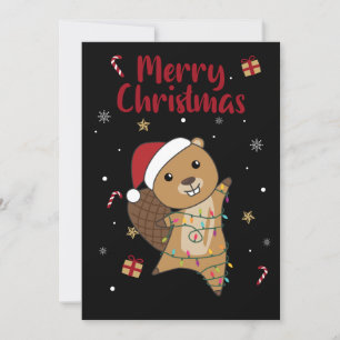 Beaver Cheerful jul Winter Animals Beavers A Julkort