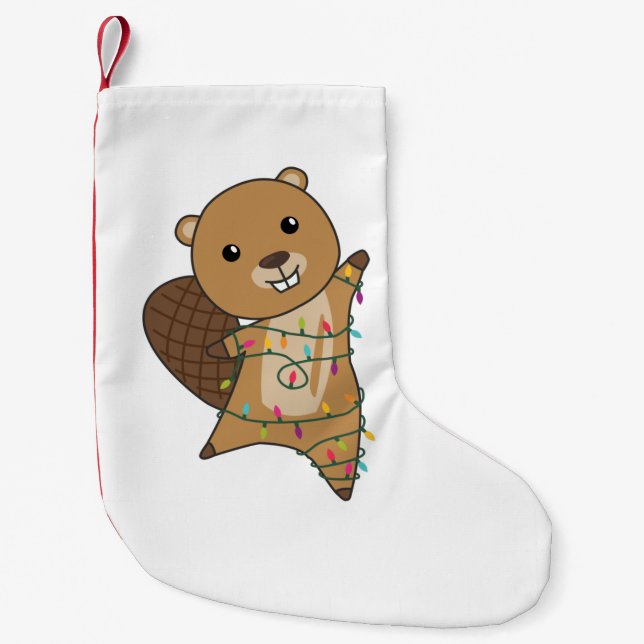 Beaver Cheerful jul Winter Animals Beavers A Liten Julstrumpa (Framsidan)