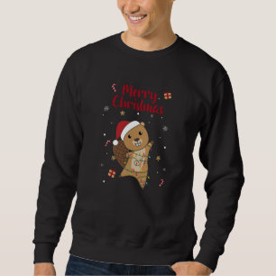 Beaver Cheerful jul Winter Animals Beavers Lång Ärmad Tröja