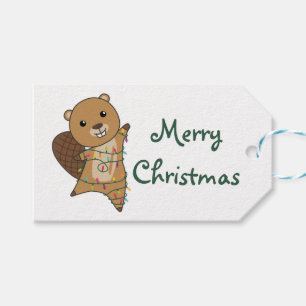 Beaver Cheerful jul Winter Animals Beavers T Presentetikett