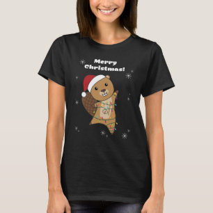 Beaver Cheerful jul Winter Animals Beavers T Shirt