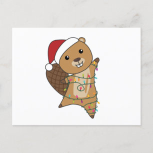 Beaver Cheerful jul Winter Animals Beavers Vykort