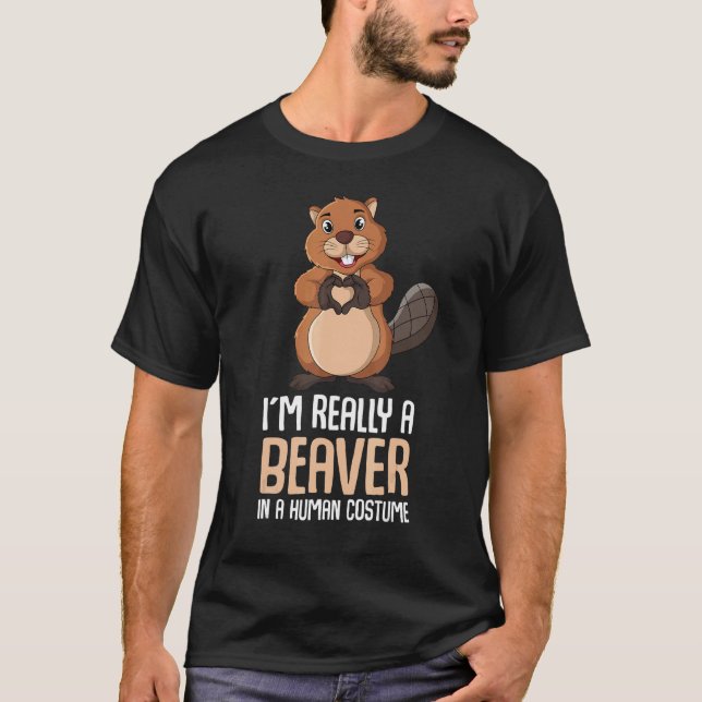 Beaver Costume jag är Verkligen A Beaver Kids Girl T Shirt (Framsida)