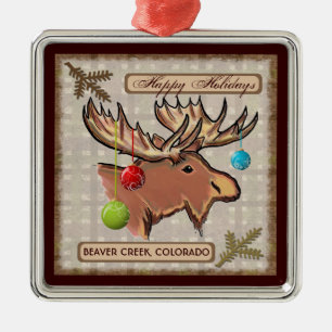 Beaver Creek Colorado konstnärlig älgprydnad Julgransprydnad Metall