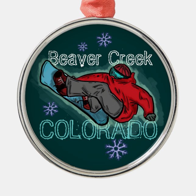 Beaver Creek Colorado snowboarderprydnad Julgransprydnad Metall (Framsidan)