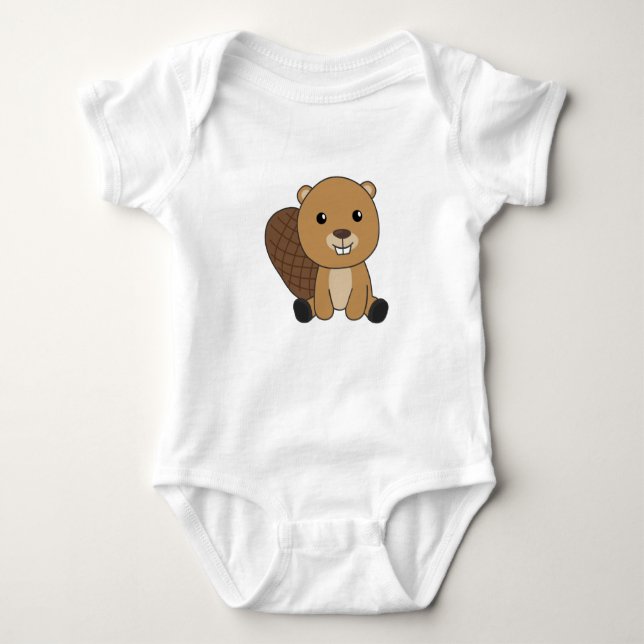 Beaver Cute Rodents För barn Funny Beaver T Shirt (Framsida)