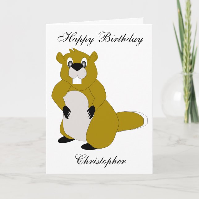Beaver Design Birthday Kort (Framsida)