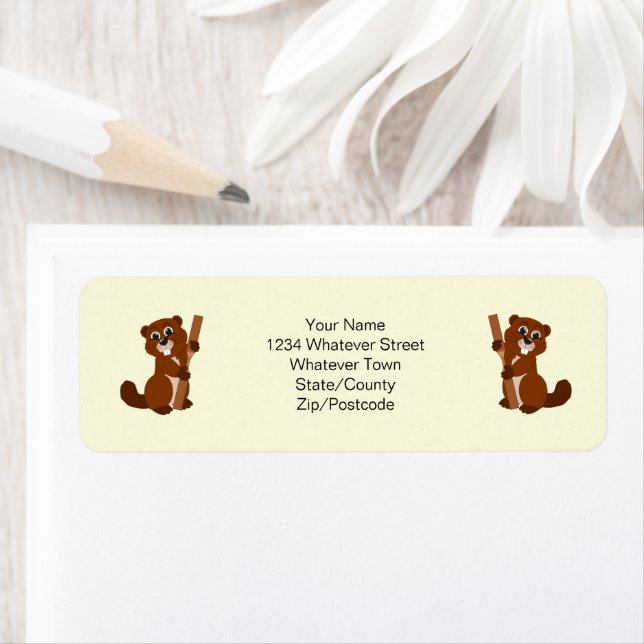 Beaver Design Personalised Returadress Etikett (Insitu)