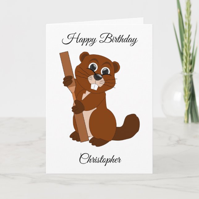 Beaver Design Personlig Birthday Kort (Framsida)