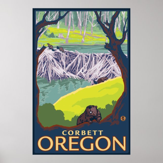 Beaver Family - Corbett, Oregon Poster (Framsidan)