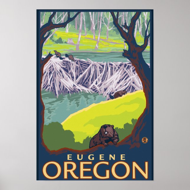 Beaver Family - Eugene, Oregon Poster (Framsidan)