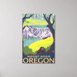 Beaver Family - Mount Huva, Oregon Canvastryck