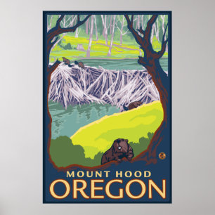 Beaver Family - Mount Huva, Oregon Poster