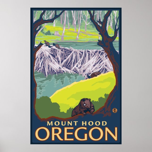 Beaver Family - Mount Huva, Oregon Poster (Framsidan)