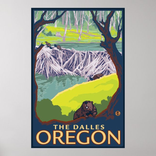 Beaver Family - The Dalles, Oregon Poster (Framsidan)