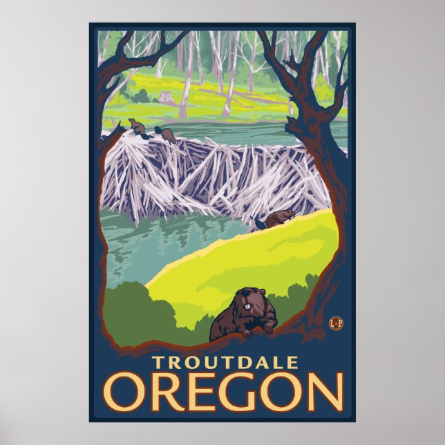 Beaver Family - Troutdale, Oregon Poster (Framsidan)