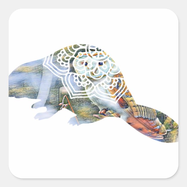 Beaver Fyrkantigt Klistermärke (Framsida)