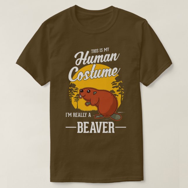 Beaver Human Costume Halloween Beaver 483 T Shirt (Design framsida)