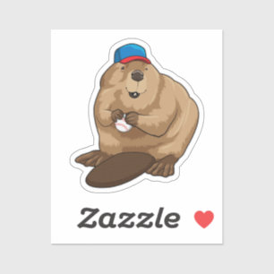 Beaver i Baseball med Baseball boll Klistermärken