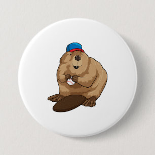 Beaver i Baseball med Baseball boll Knapp