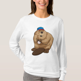 Beaver i Baseball med Baseball boll T Shirt