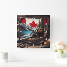 Beaver i Canadian Wilderness with Flagga Backgroun