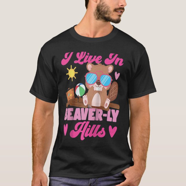 Beaver I Live In Beaver ly Hills Raglan Baseball T Shirt (Framsida)