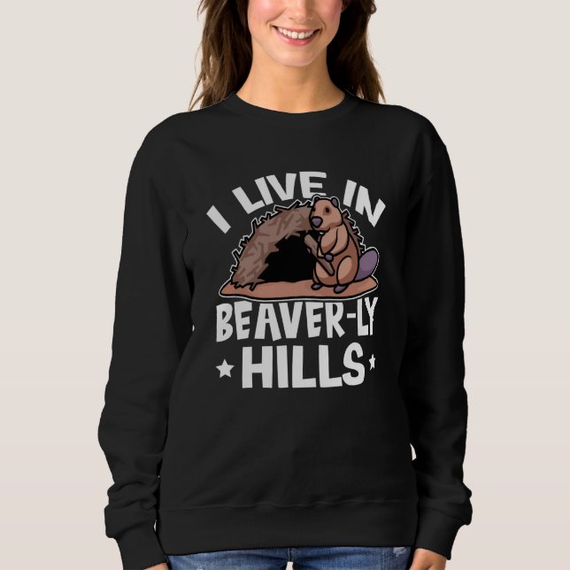 Beaver I Live In Beaver ly Hills T Shirt (Framsida)