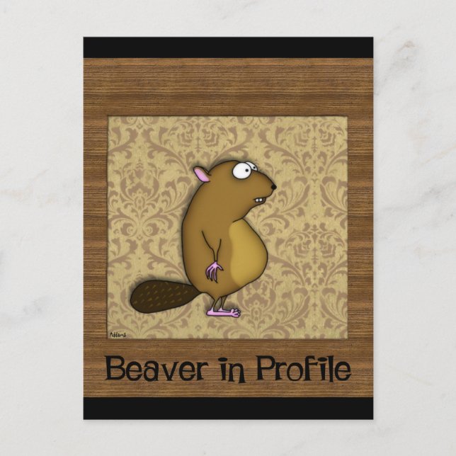 Beaver i profil vykort (Framsida)