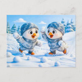 Beaver Ice Bathing in a Striped Swimsuit Vykort