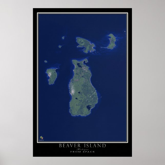 Beaver Island Michigan från Space Satellite Art Poster (Framsidan)