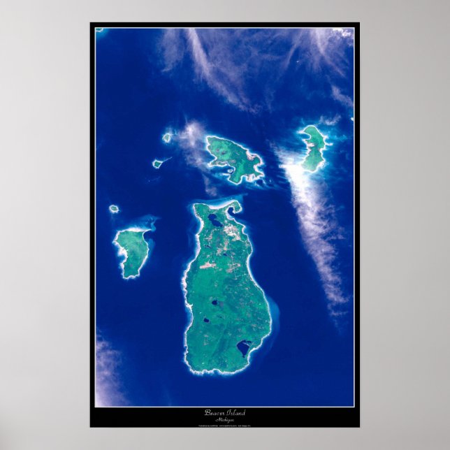 Beaver Island, Michigan satellit affisch (Framsidan)