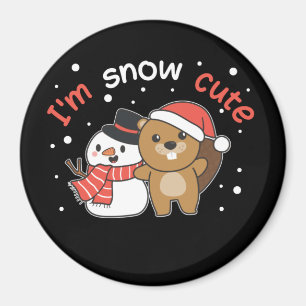 Beaver jag är Snö Cute Snögubbe Snö Pun Magnet