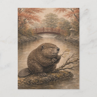 Beaver Japanese Landscape Postcard Vykort