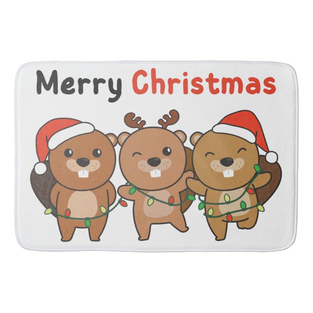 Beaver jul Animals Beavers God jul Badrumsmatta (Framsidan)