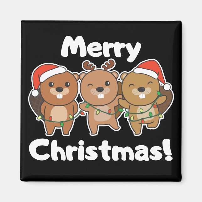 Beaver jul Animals Beavers God jul M Magnet (Framsidan)