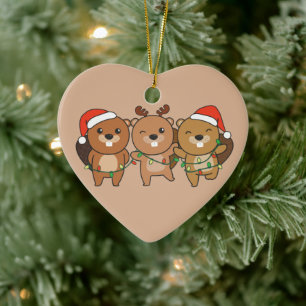 Beaver Jul Animals Cute Beaver Cer Julgransprydnad Keramik
