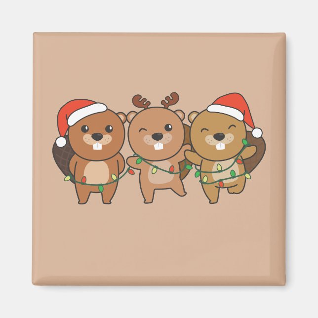 Beaver Jul Animals Cute Beaver Mag Magnet (Framsidan)