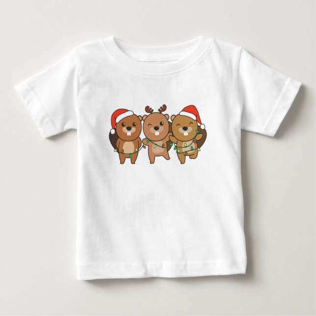 Beaver Jul Animals Cute Beaver T Shirt (Framsida)