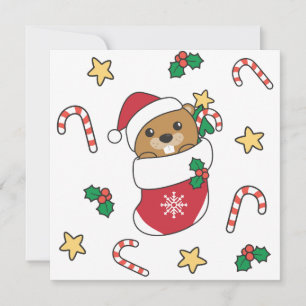 Beaver jul Snö Winter Animals Beaver Julkort