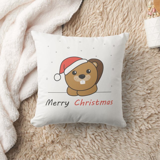 Beaver jul Snö Winter Animals Beaver Kudde (Filt)