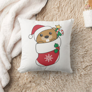Beaver jul Snö Winter Animals Beaver Kudde
