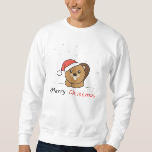 Beaver jul Snö Winter Animals Beaver Lång Ärmad Tröja