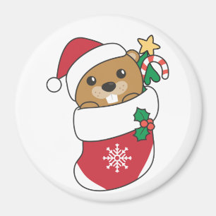 Beaver jul Snö Winter Animals Beaver Magnet