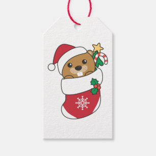 Beaver jul Snö Winter Animals Beaver Presentetikett