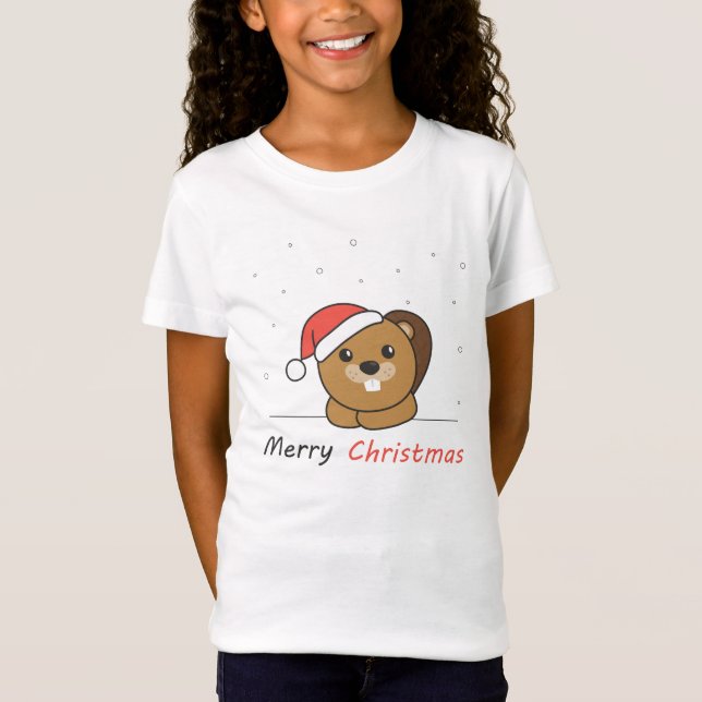 Beaver jul Snö Winter Animals Beaver T Shirt (Framsida)